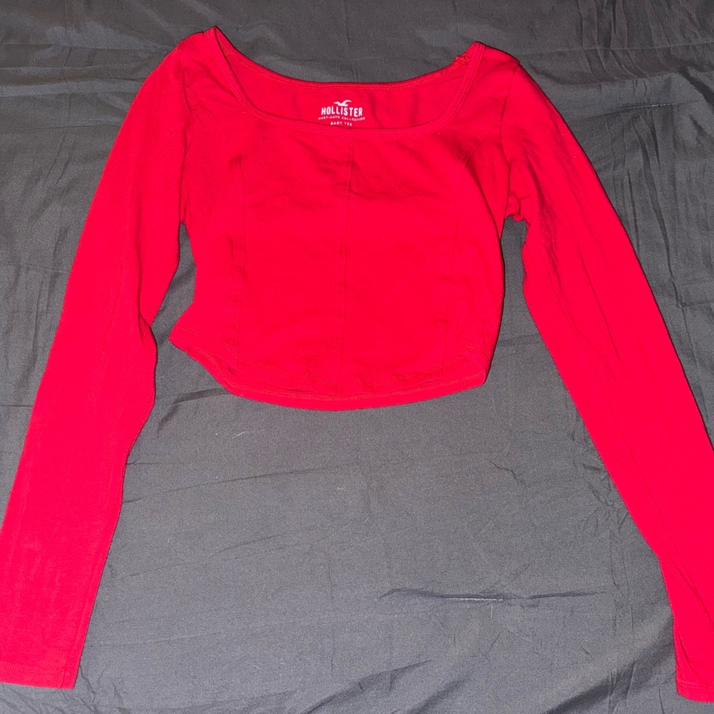Hollister Bright Red Long Sleeve Crop Top